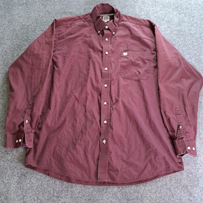Cinch Button Down Shirt Mens Size Large Burgundy Long Sleeve 