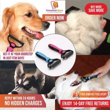 Pet Grooming Brush Dog Cat Undercoat Rake Double Sided Deshedding Tool Blue