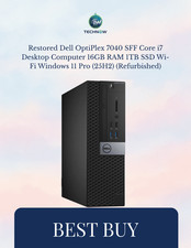 Dell OptiPlex 7040 SFF Core i7 Desktop 16GB RAM 1TB SSD Wi-Fi Windows 11 Pro