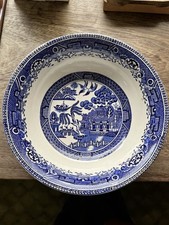 Washington Old Willow Blue White Ironstone Salad Serving Bowl 2