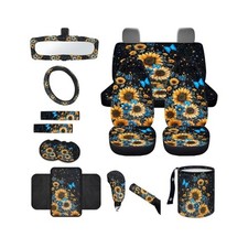 Wanyint Sunflower Butterfly 14 PCS Car Seat Covers Set - Steering Wheel, Seat...