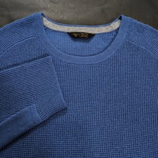  178 Rhone Walden Waffle Knit Blue Marle Wool Cashmere Sweater Size 2XL XXL