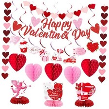 Valentines Day Decorations Pre-Assembled Hanging Heart Swirls Happy Valentines