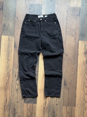 Vintage Reflect Jeans Bootcut Black Denim Solid Button Zipper Accents Size 8