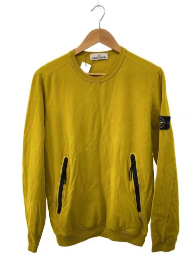 STONE ISLAND Kangaroo Pocket Sweatshirt/ Medium/ Cotton/ Yellow/White/ Solid Col