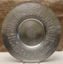 Arthur Armour - 14" Round Aluminum Tray  - Zodiac Horoscope Astrology Design