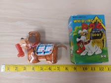 Vintage Yonezawa Tin Windup Whirling Tail Dog Made In Japan In Box Tin Toy Lot