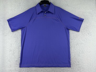 QED Style Polo Shirt Mens Large Purple Short Sleeve Polyester Blend Golf Golfer