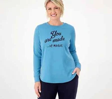 Anybody Women's  Fur Fleece Tunic Top , Blue , 1X