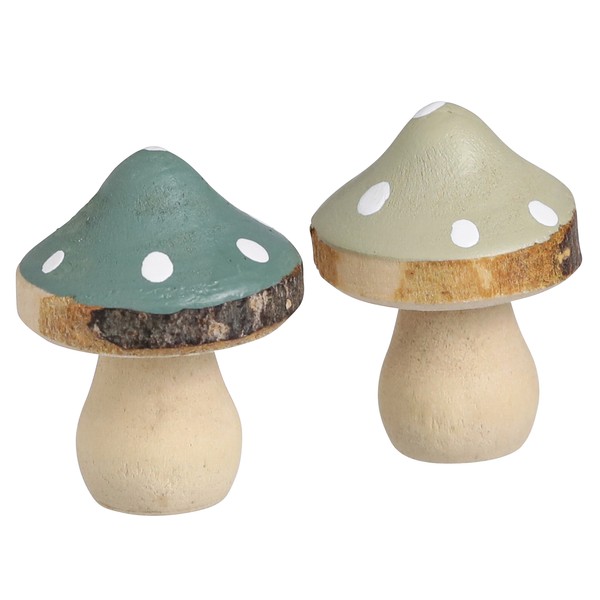 Streudeko Holz Mini Pilze Fliegenpilze GrüN 2,5Cm 24 St - NatüRliche Tischdeko-image