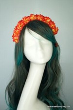 Red Yellow Flower Headband Crown Fascinator Melbourne Cup Race Day Wedding Guest