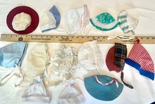VTG 1940 1950 LOT of 14 Baby Doll Hat Bonnet Beret Patsy Ruffles Lace beanie Med