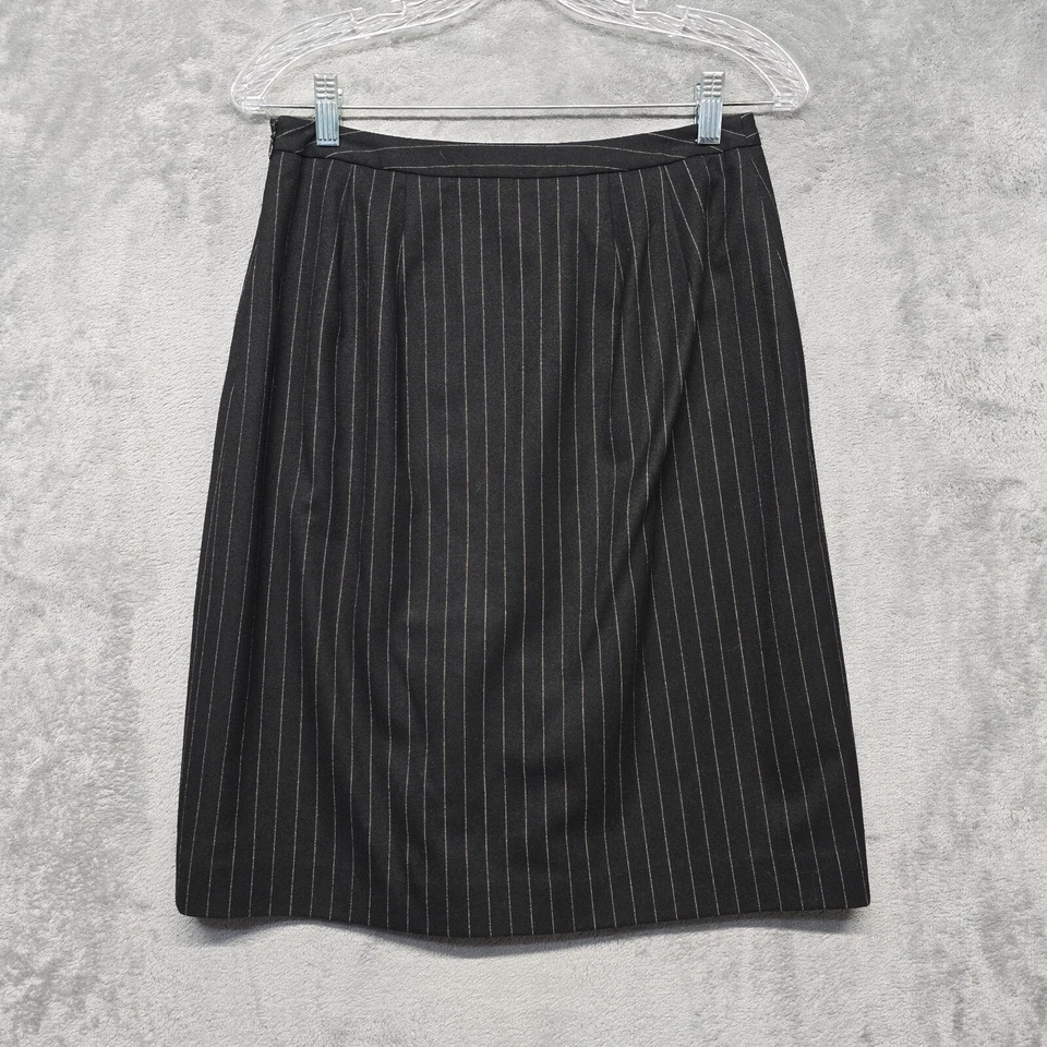 Falda Ann Taylor para mujer talla 4 negra a rayas acampanada carrera profesional forrada Foto 2 de 4