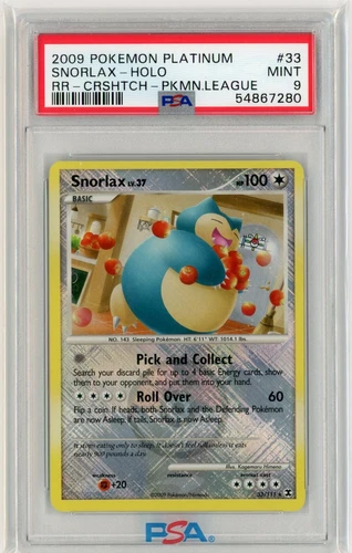 PSA 9 MINT - Snorlax 33/111 (2009 Pokemon League) Crosshatch Holo Promo Card