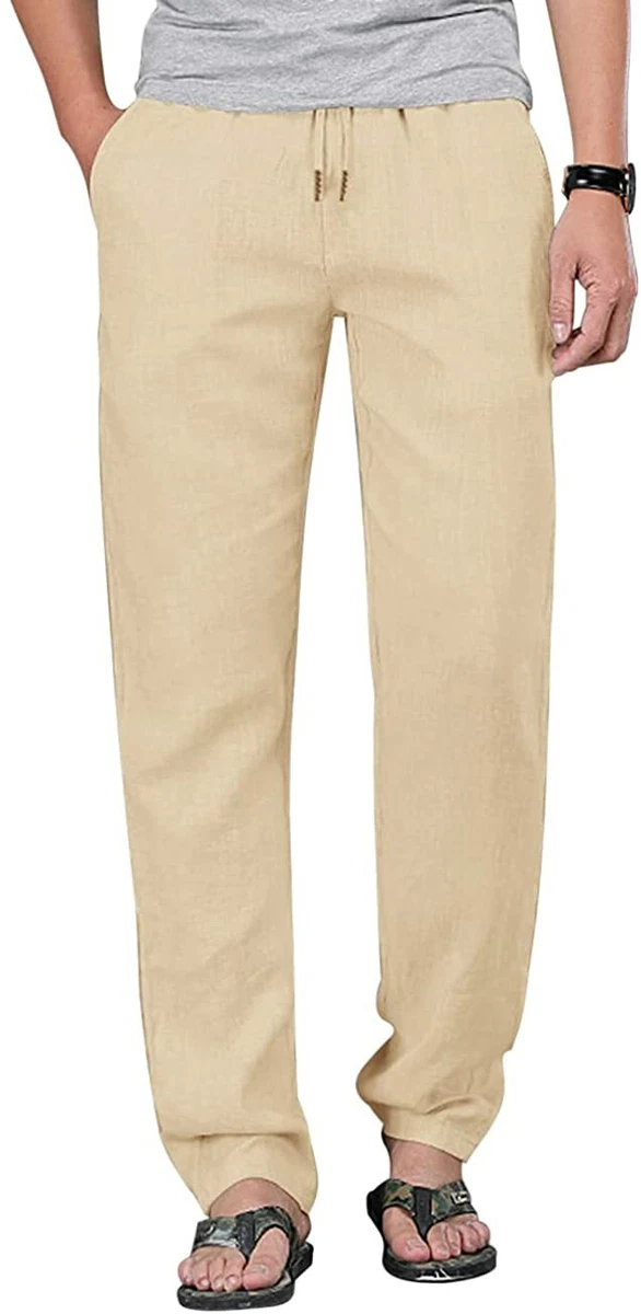 Cotton linen drawstring best sale pants