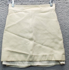J.CREW Mini Skirt Women Size 2 White Solid Lined Regular Fit Pleated Back Zipper