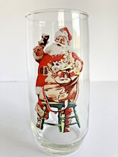 VINTAGE Coca-Cola Christmas Santa Claus 6" x 2-1/2" Drinking Glass 14 oz. EX