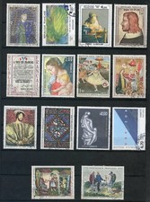 PHOTO CONTRACTUELLE // LOT DE 25 TIMBRES TABLEAUX FRANCE OBLITERES DIFFERENTS