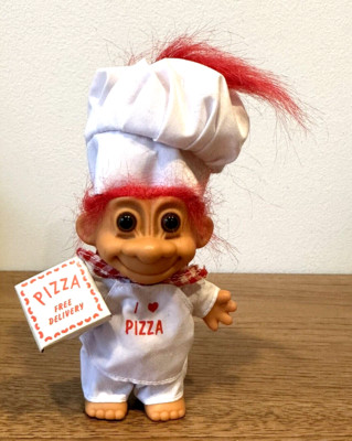 Russ Troll Doll - I LOVE PIZZA - Chef Hat - Pizza Box - Red Hair