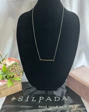 Silpada Sterling Silver and Brass Bar Necklace N3438  26-28"