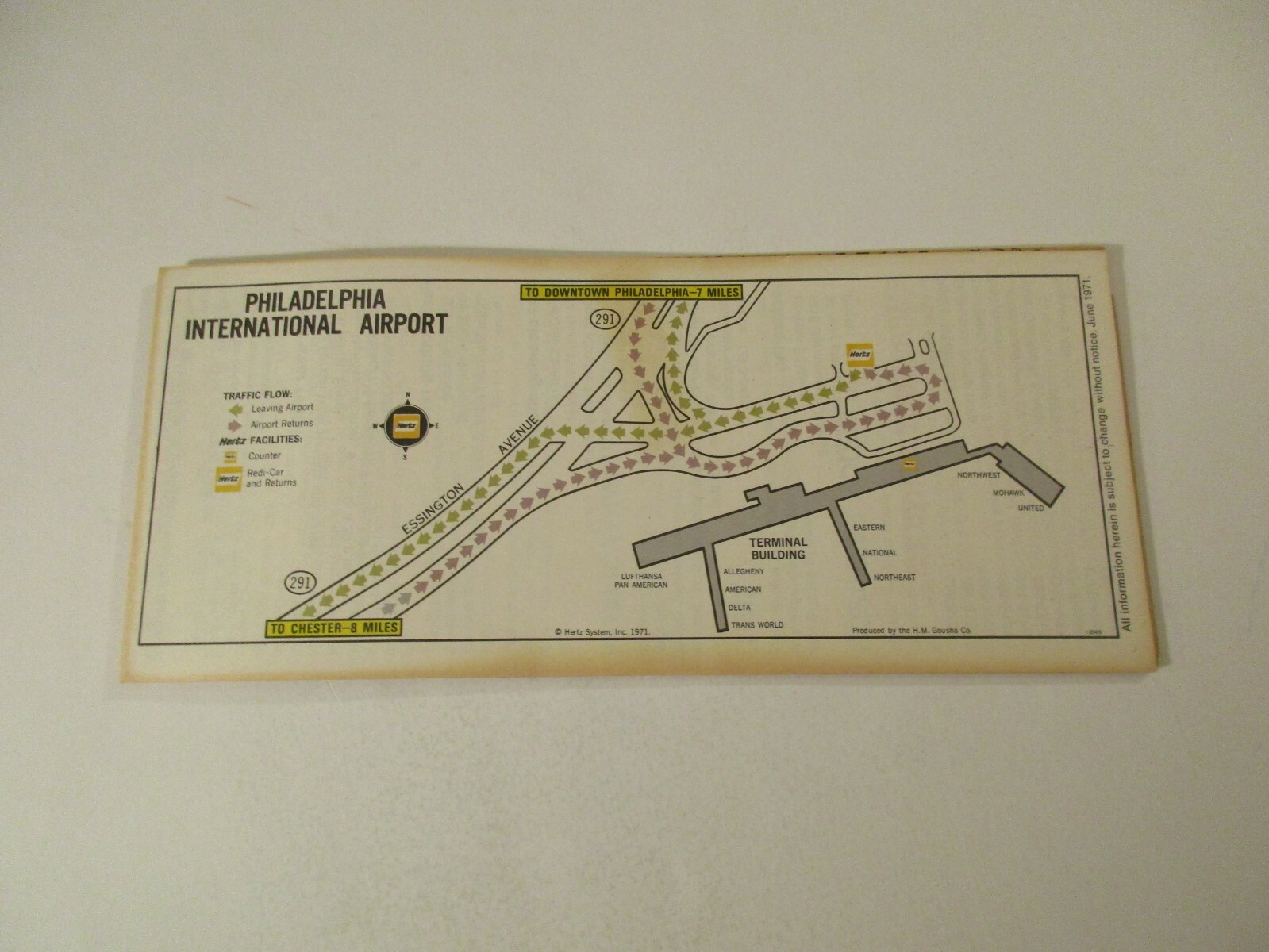 Vintage 1971 HERTZ Philadelphia Pennsylvania City Street Travel Road