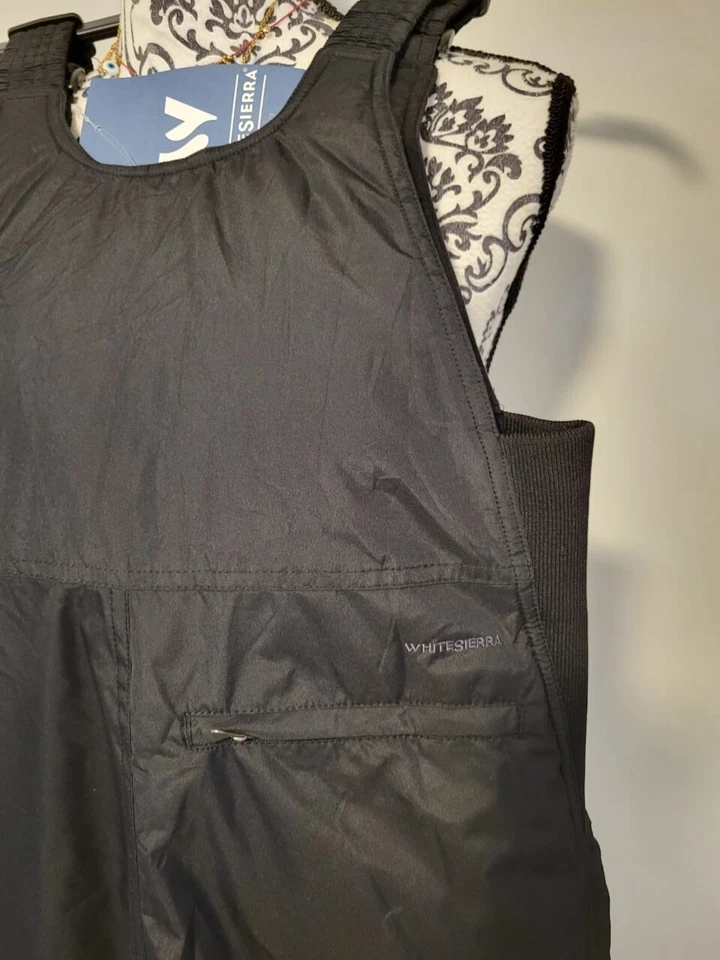 Pantalones con tirantes de nieve aislados White Sierra para jóvenes negros medianos unisex esquí snowboard Foto 4 de 4