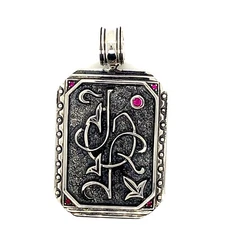 925 Sterling Silver Mens Ruby Pendant Charm 35.5 Grams
