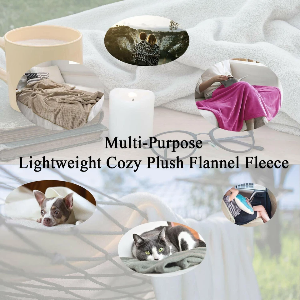 Throw Blanket Soft Plush Fleece Flannel Couch Sofa Bed Solid Colors 50" x 60" - Image 2 of 4