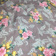 100 Silk Woman's Scarf Flowers Pink Beige Yellow Hand Hemmded Japan 30" x 30"