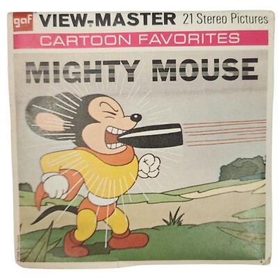 GAF View-Master Cartoon Favorites Mighty Mouse 3 Reel Set B526 w/Booklet & Reels