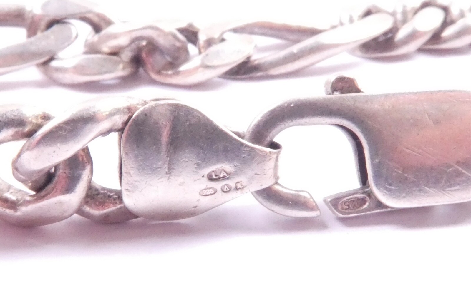 Figaro Bracelet Solid 925 Sterling Silver 1997 Ha… - image 4