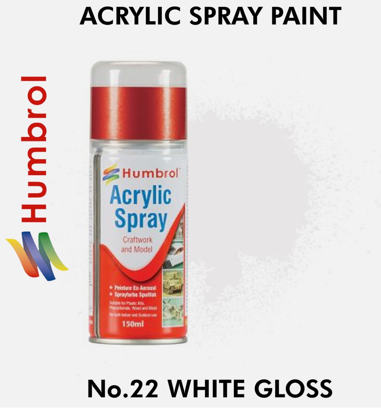 Humbrol Gloss Spray Paint - AD6022 No 22 White 150ml - Model Paints for Plastic Kits, Fast-Drying Modelling Paint for Crafting Surfaces Including Plastic, Fabric, Glass, Wood & Metal Models - Image 2