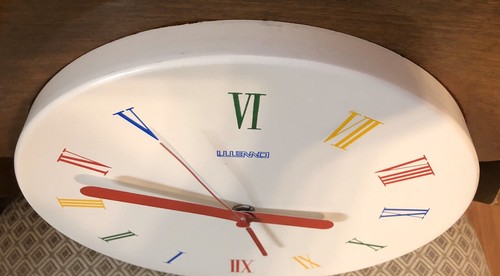 VINTAGE CANETTI MEHRFARBIGE WANDUHR MEMPHIS POST MODERN MITTE DES JAHRHUNDERTS STIL 80ERer - Bild 8 von 12