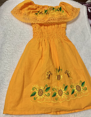 Girls Authentic Mexico Hand Embroidered dress Size 10 Cotton Traditional |  eBay