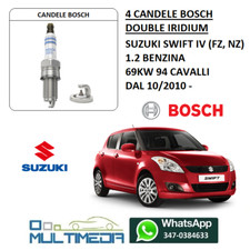 4 CANDELE BOSCH DOUBLE IRIDIUM SUZUKI SWIFT IV 1.2 BENZINA 4X4 69KW 94 CV K12B