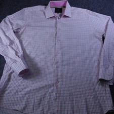 Tattersall London Long Sleeve Button Shirt Men  s 16.5 34/35 Pastel Check Plaid