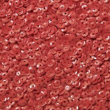 4mm Cup Sequins Coral Red Opaque Made in USA