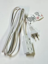2 Prong Power Strip 3 Outlets  Plug 4ft Long Extension Cord White