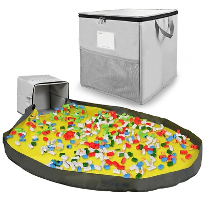 Toy Storage Organizers Basket Box & Play Mat, Toy Building Bricks Storage Bins