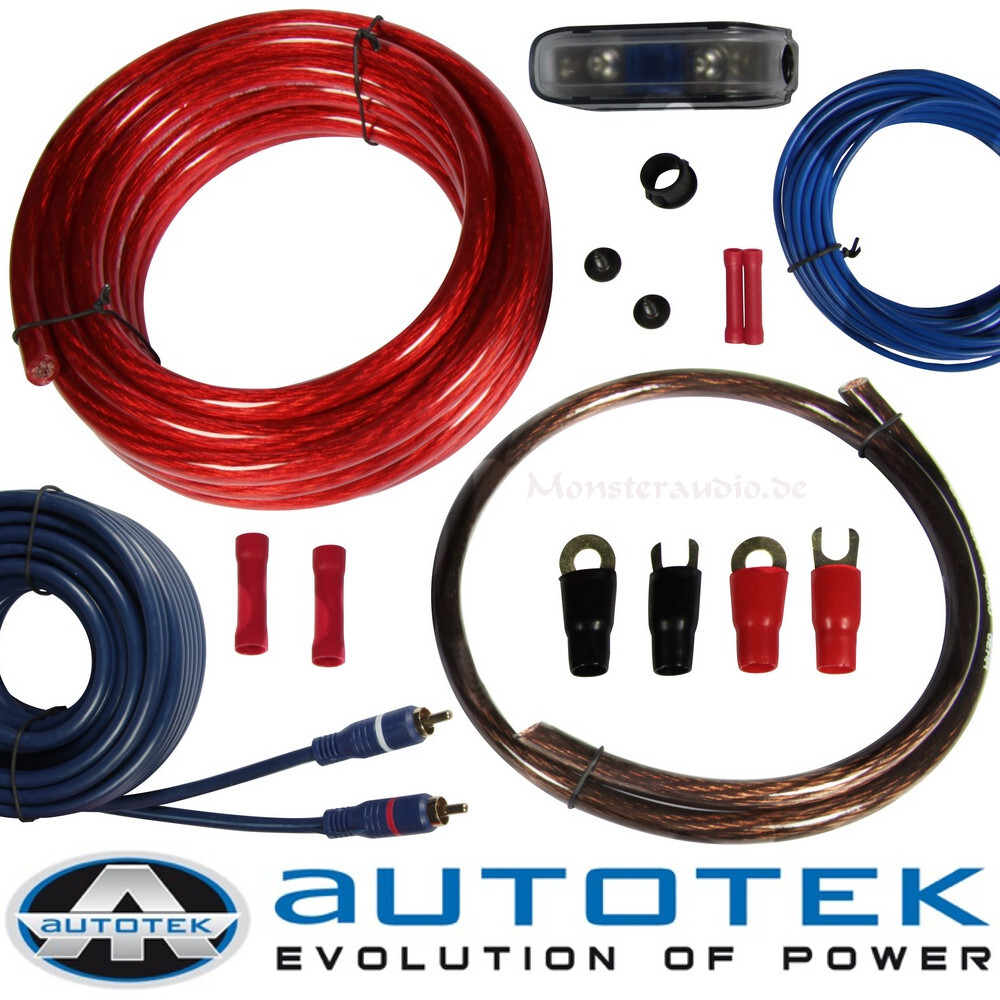 10GA Kfz Verstärker Kabelsatz 1500W | 4,5m Auto Audio Kabel Set | Komplett-Set Mit Sicherung