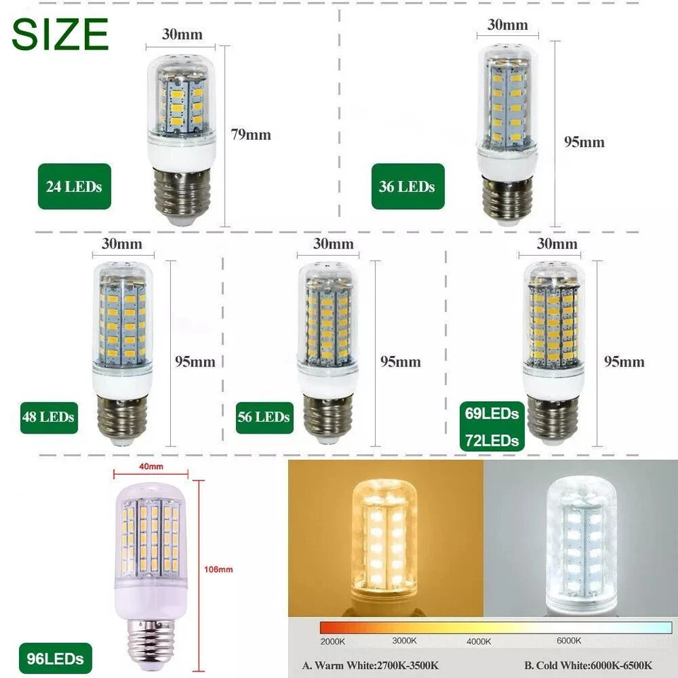 4/8x GU10 LED Birnen Mais Licht Leuchtmittel Glühbirne 5730SMD Warm/Kalt Weiß - Bild 4 von 4