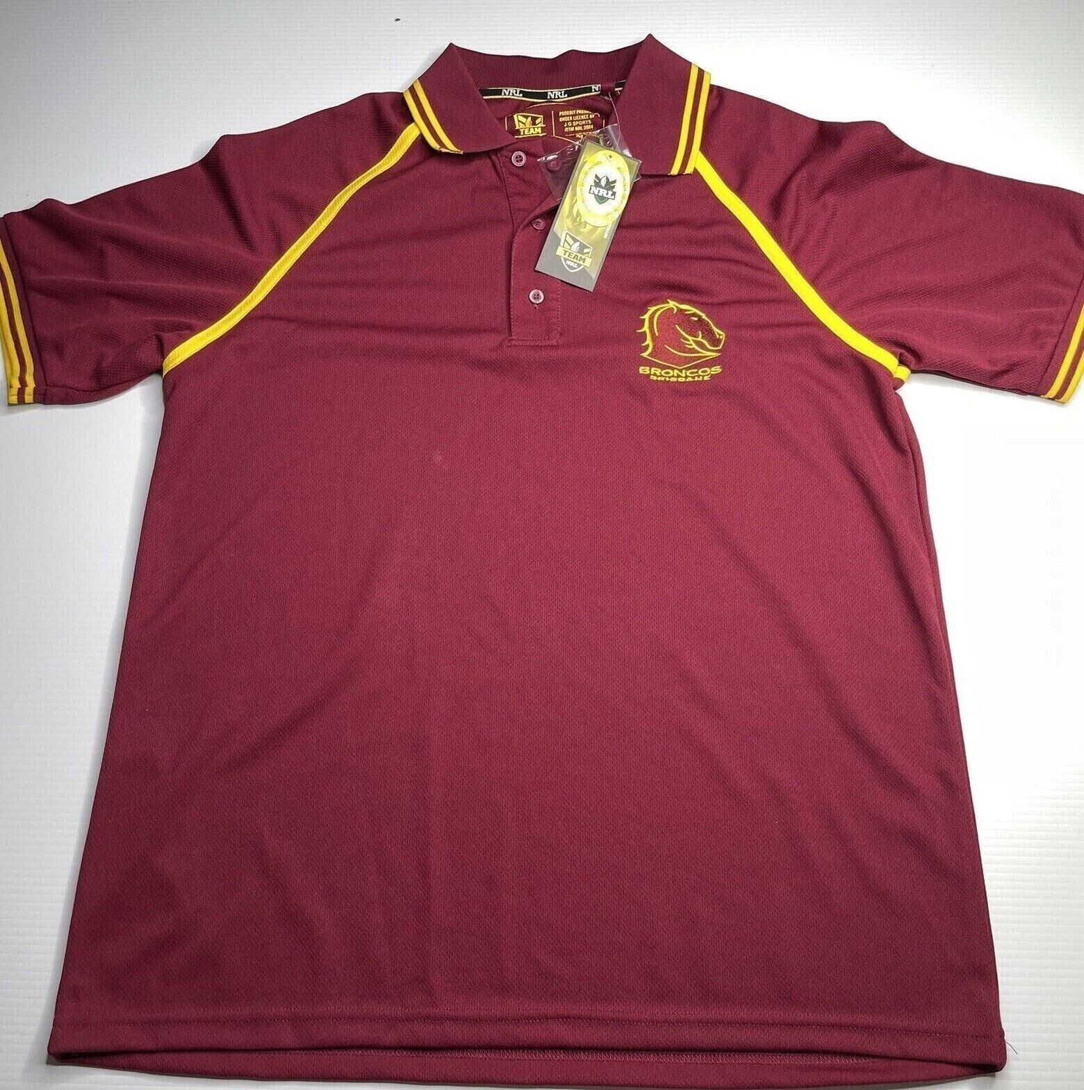 Brisbane Broncos NRL Logo Polo Shirt Mens Size M Athletic Casual Fit
