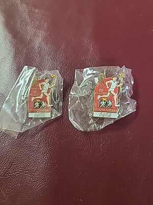 2~VTG Coca-Cola Atlanta 1996 Olympic Torch Relay Pin Pinback Centennial NIP 