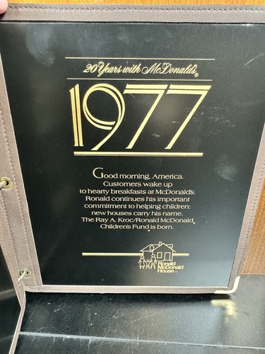 Vntg 20 Years w/ McDonald's 1967-1987 Wooden Binder Award Book Franchise Owner - Picture 15 of 24