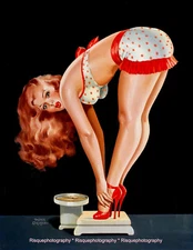 Beautiful Woman Stands on Scale 8.5x11" Photo Print Peter Driben Pin-up Fine Art