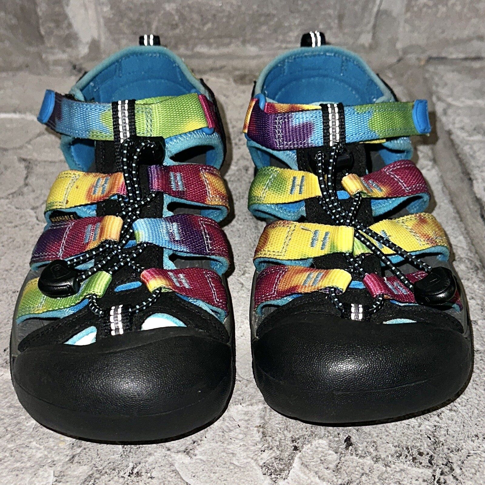 Scarpe sandali Keen Newport H2 arcobaleno tie dye come nuovi giovani taglia 4 bambini 1018441