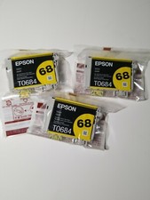 Set Of 3 BRAND NEW Epson Genuine 68 T0681 Yellow Ink Cartridges - SEALED