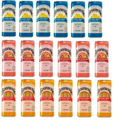 18 Dosen Bundaberg Brew Mix a 0,33l EINWEG Pfand Ginger / Lemon / Blood Orange