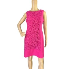 Studio One New York Pink Lace Sheath Dress – Sleeveless Boat Neck, Size 6
