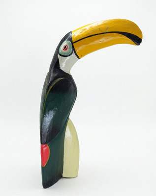 Vintage Hand Painted Toucan Wood Statue Carved Balsa Bird Tropical Decor 10''